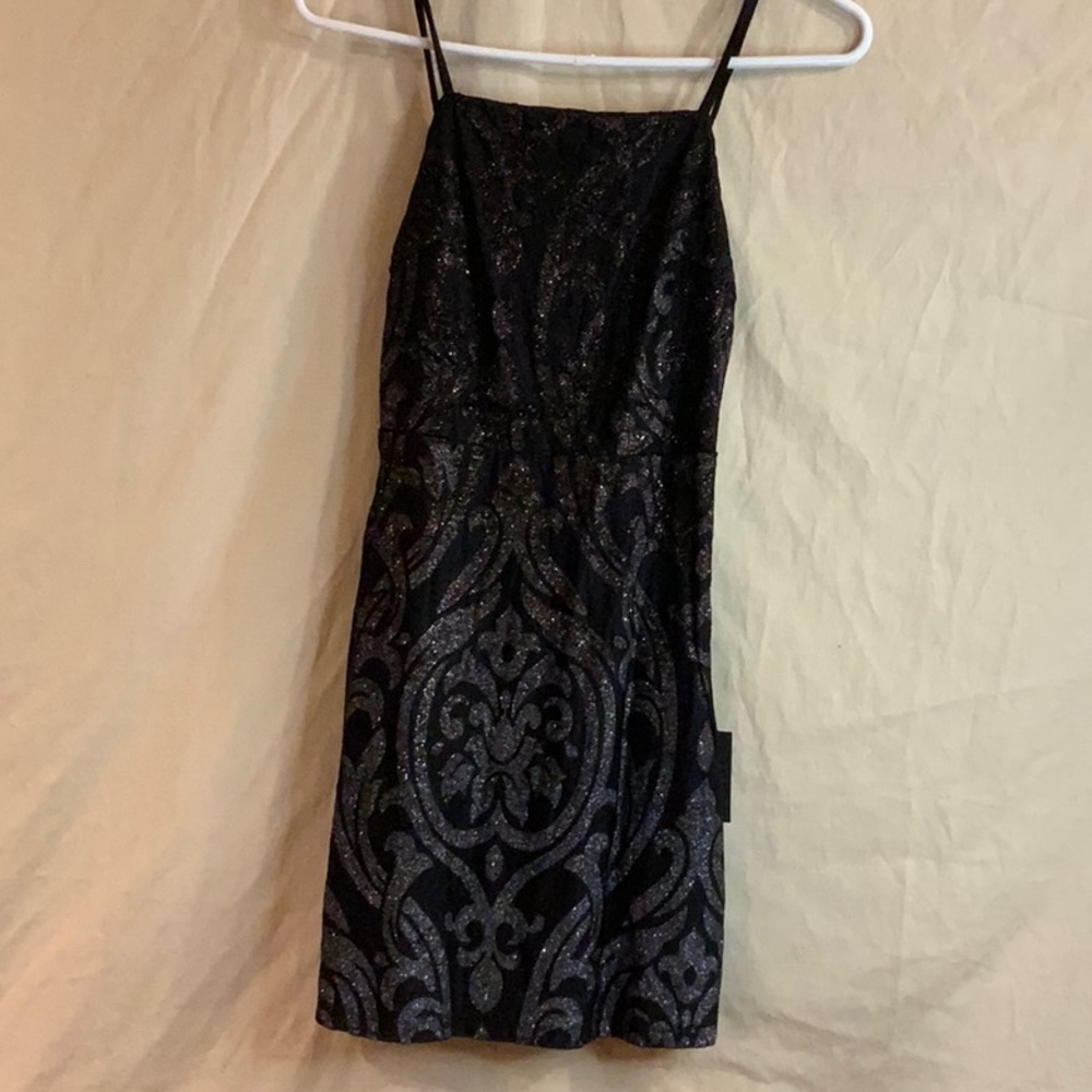 Elegant Black Sparkly Tie Back Bodycon Mini Dress Lulus True Desire